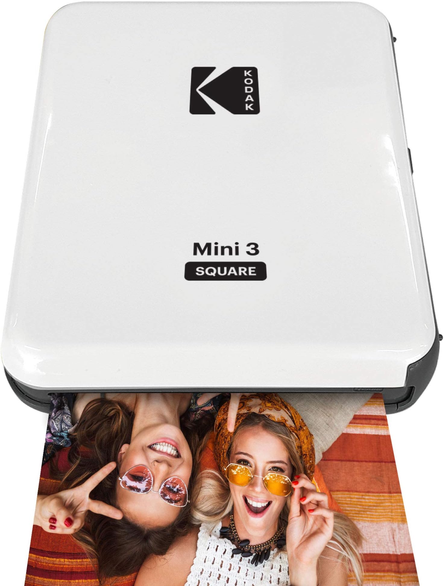 KODAK All-New Mini 3 Square Instagram Size Bluetooth Portable Photo Printer with 4PASS Technology - White