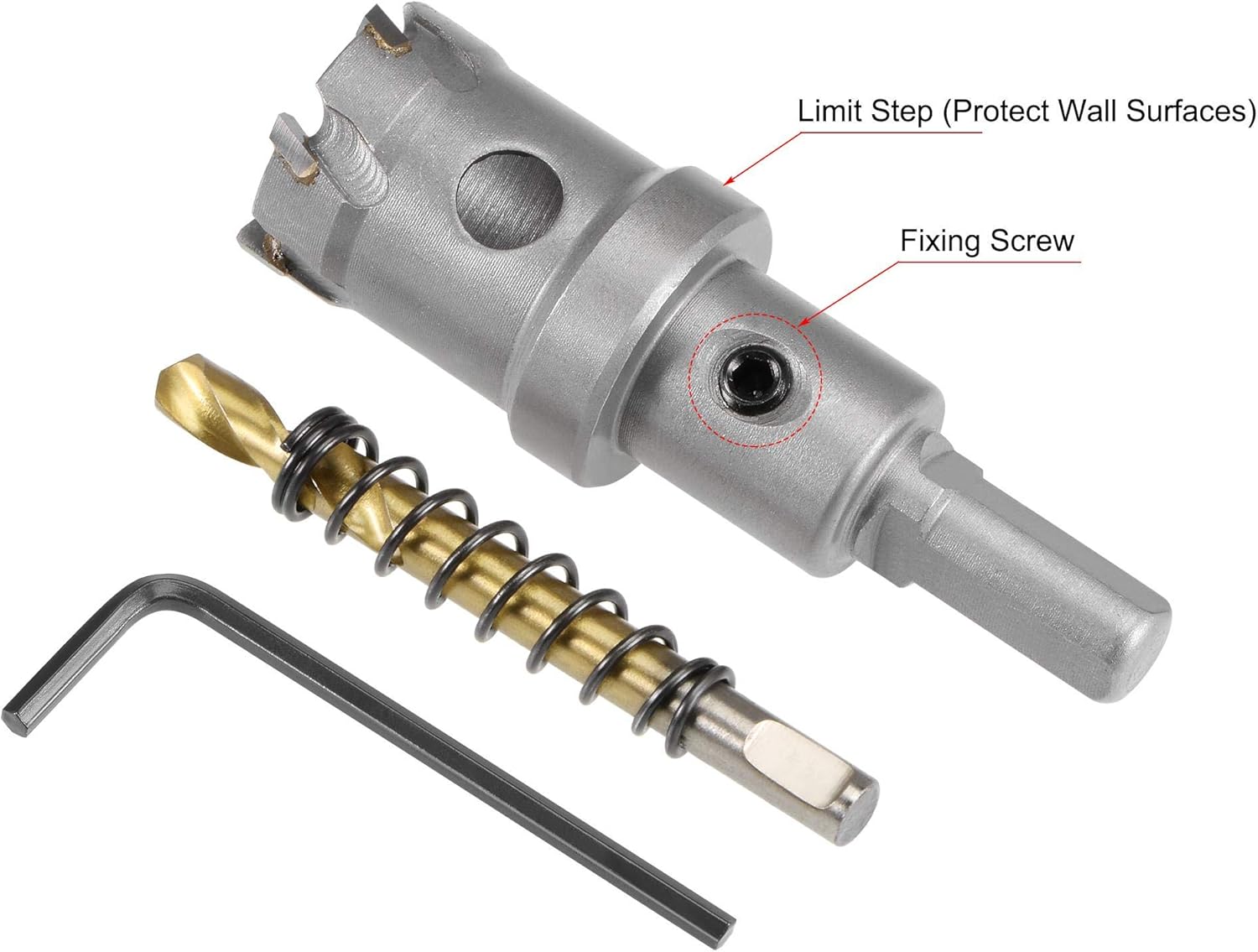 sourcing map 25.5mm Carbide Hole Cutter, Hole Saws for Stainless Steel Sheet Metal Non-slip Triangular Shank Limit Step - Image 4