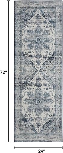 Miniatura 2 de Alfombra de área de 2 x 6 pies, tribal, envejecida, para entrada, medallón vintage, alfombra para interiores, alfombra de pelo bajo, suave,