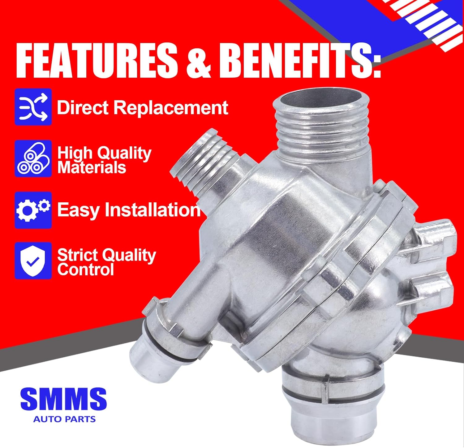 SMMS 11537549476 Aluminum Engine Coolant Thermostat Housing for BMW X3 328i 335i 325i 530i Z4 ‌135i 535i E90 E92 E60 E83 2006-2016, Water Outlet Replace OE: 11537536655