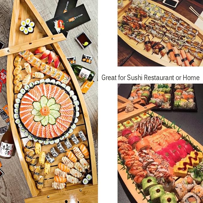 Bandeja de Madera para Sushi 52 cm, Forma de Barco miniatura 7