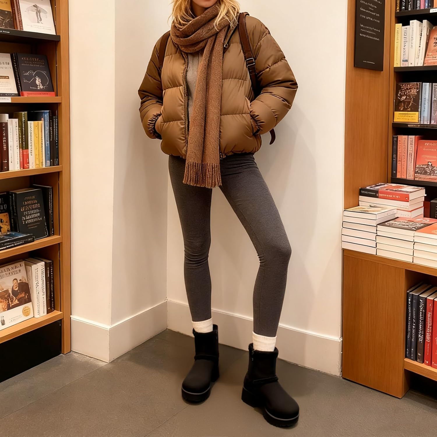 Women's Slip On Winter Snow Boots, Faux Fur Lined Platform Mid calf Booties with Zipper Riding Walking Outdoor - Image 3