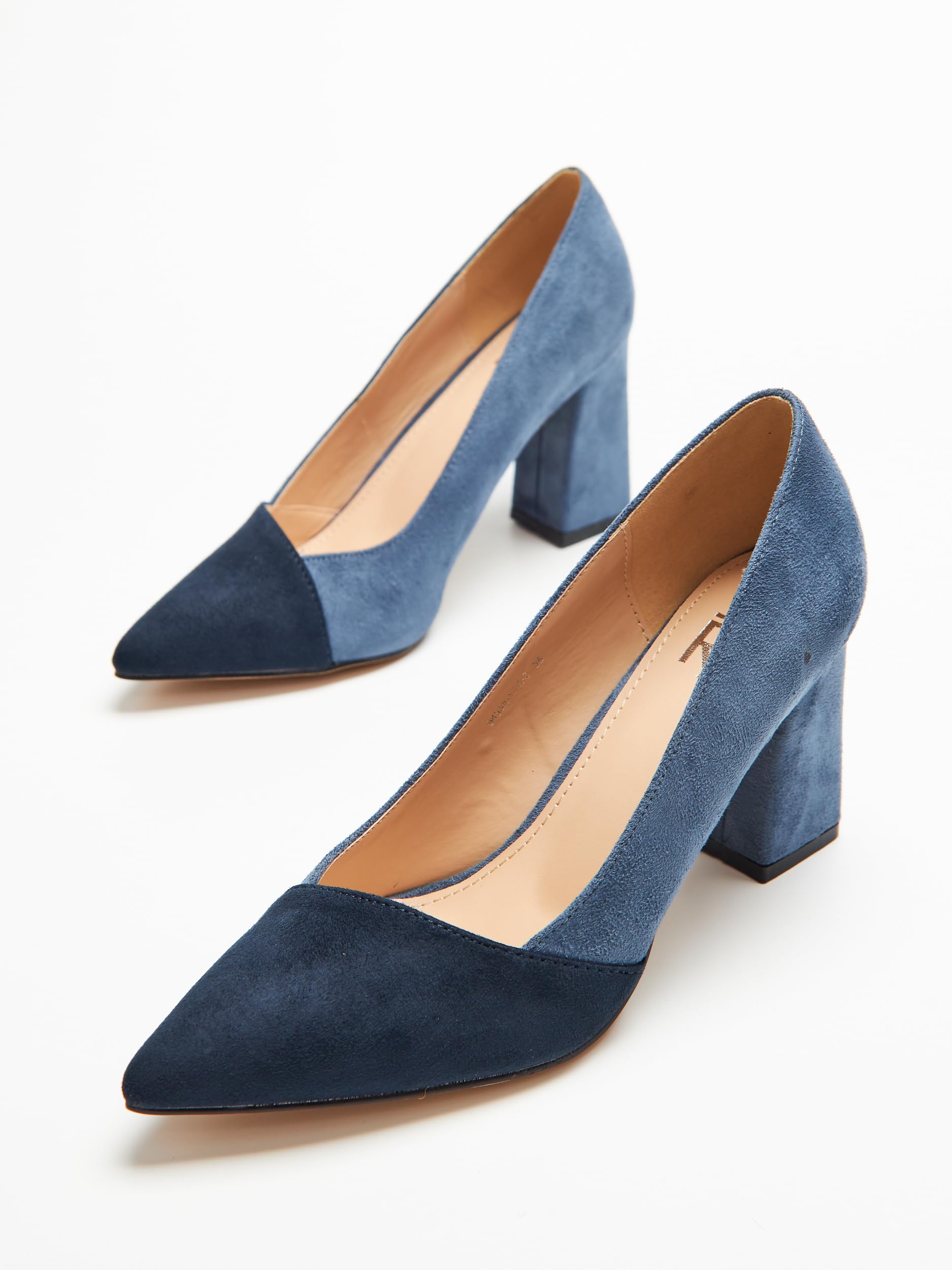 Scarpe con Tacco, Decollete con Tacco a Blocco, Blu/Navy, 8.5 cm, Сamoscio Sintetico, High Heels, 7041 (Navy MF, 35 EU)