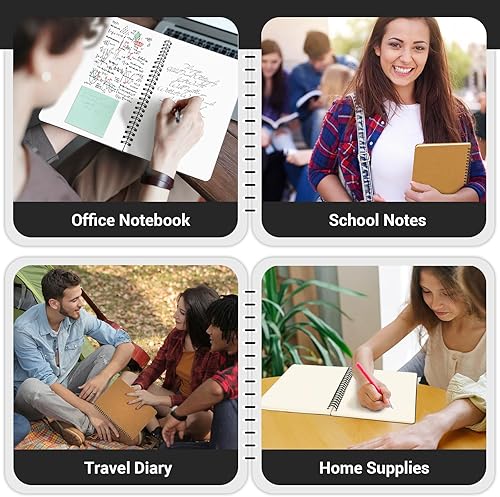 Miniatura 7 de EUSOAR Cuaderno en espiral en blanco de tapa dura, B5, 6 paquetes de 7.3 x 10.2 pulgadas, cuadernos de escritura de viaje, bloc de notas de notas,