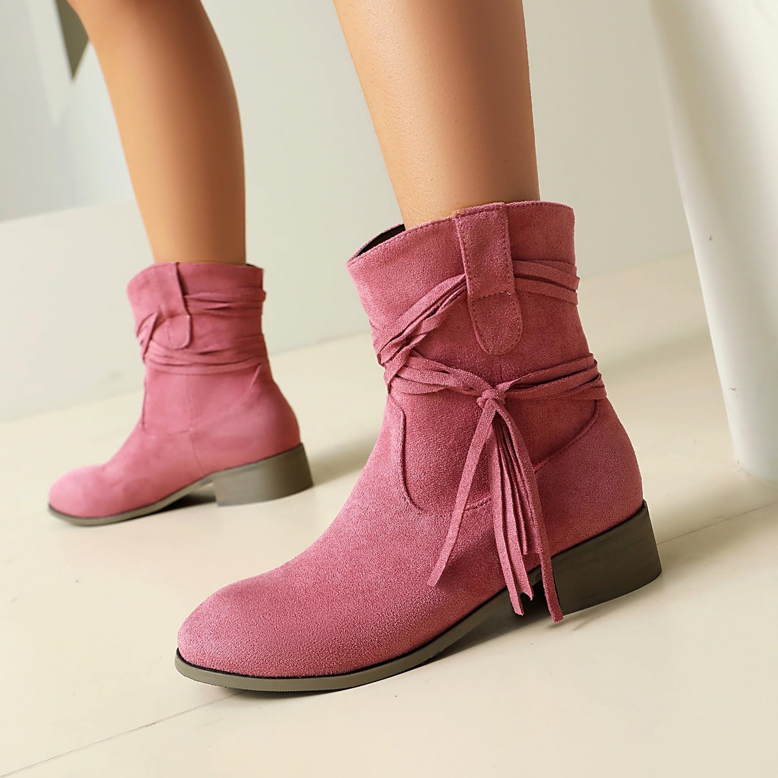 HOOUDO Stivali Donna Invernali, Stivali Texani Donna Cowboy Western Scarpe Camperos Etnici Texani Estivi retrò Eleganti con Zip Stivaletti