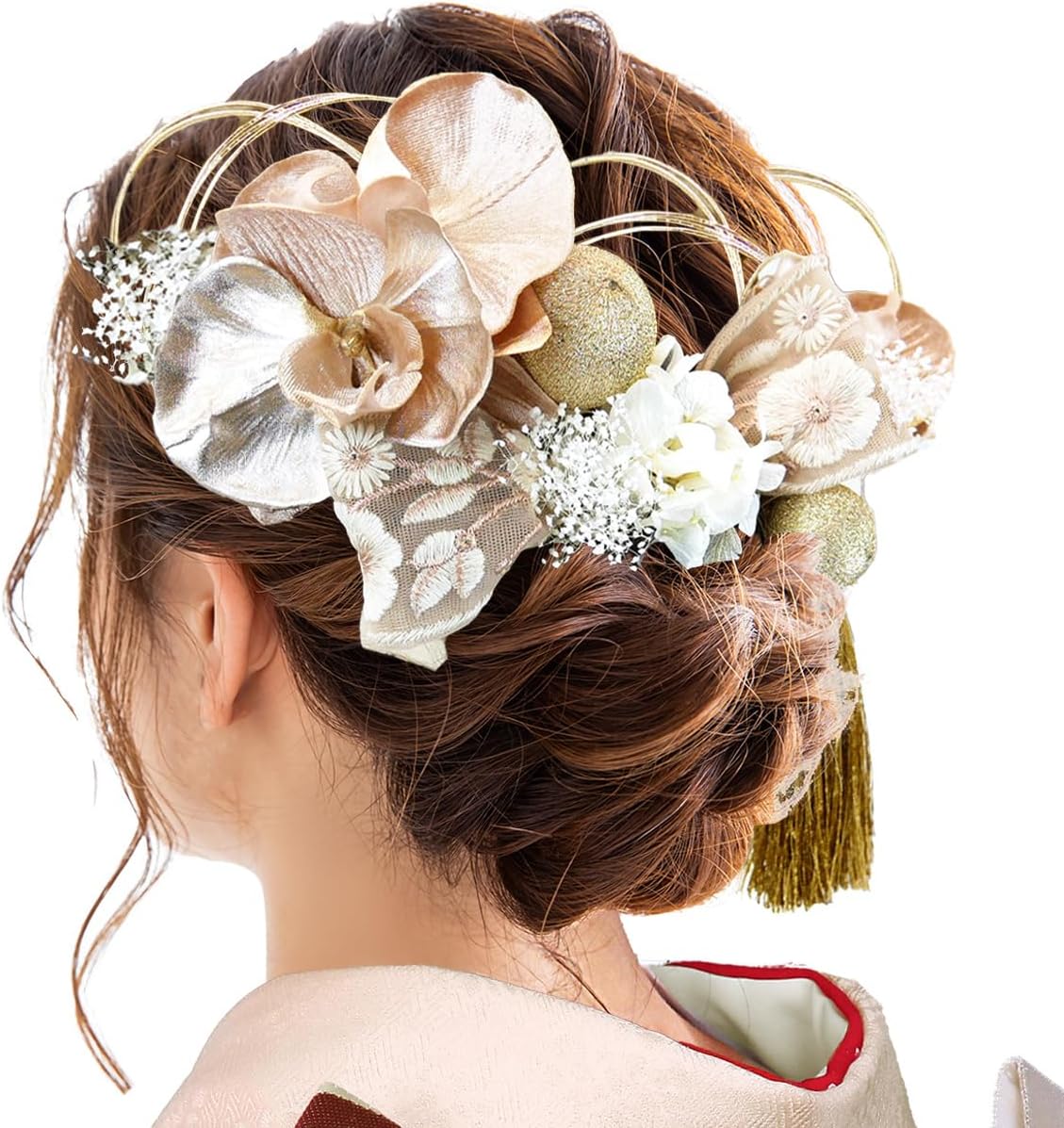 【数量限定】X 髪飾り 成人式 振袖 卒業式 袴 シルバー 胡蝶蘭 ネイビー 青 髪飾り シルバー メタルフラワー 花 成人式 卒業式 結婚式 着物 和装