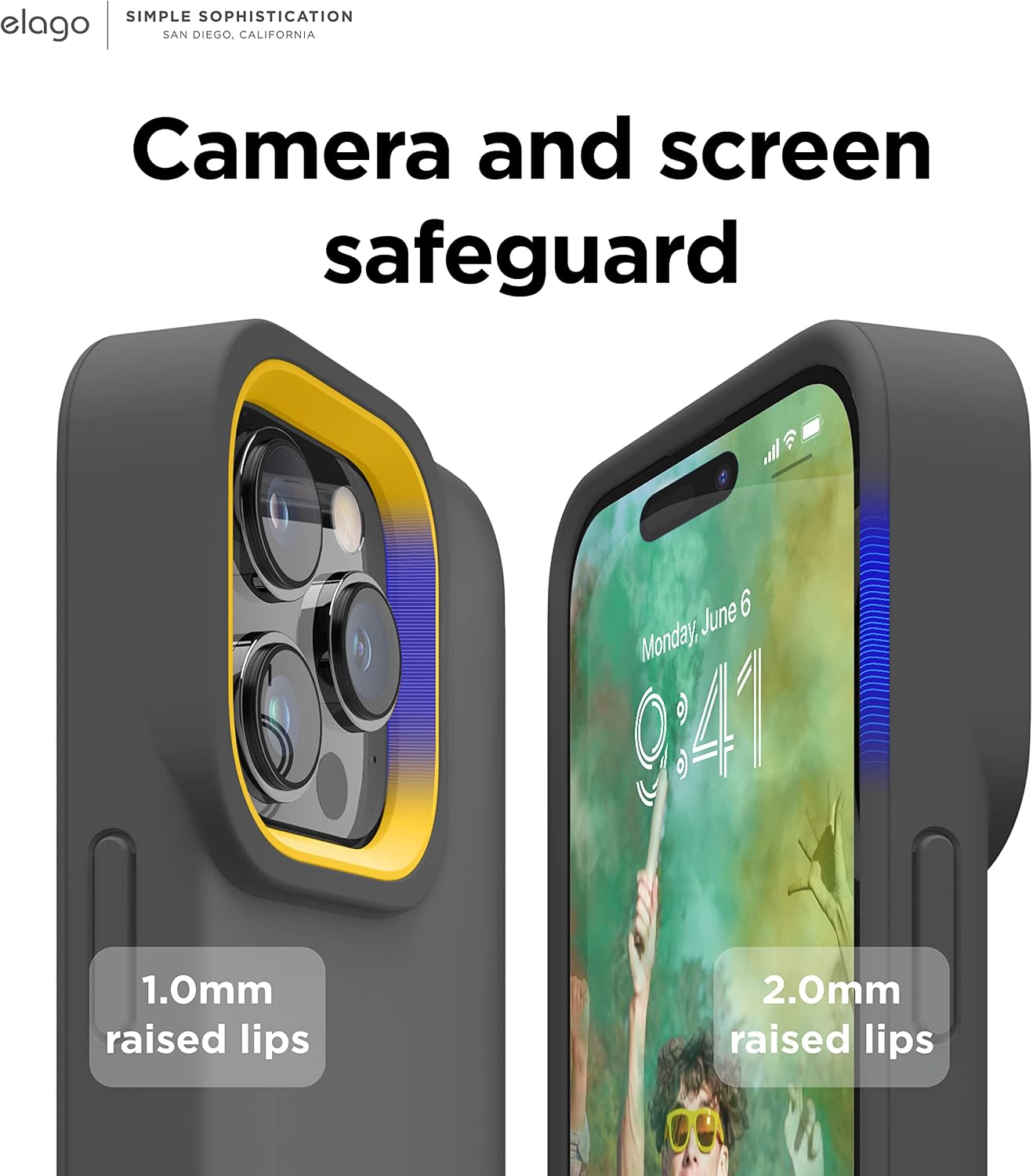 elago Glide Armor Case Designed for iPhone 14 Pro Case, Drop Protection, Shockproof Protective TPU Cover, Upgraded Shockproof, Mix and Match Parts, Enhanced Camera Guard [Dark Gray/Yellow]