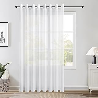 Topfinel Cortinas Salon 300 para La Ventanas Grandes Blanco 1 Pieza Transluacidas Visillos 300x260 De Color Blanco con Ojales De Barra para La Habitacion De Matrimonios Y Niñas Cortina para Comedor