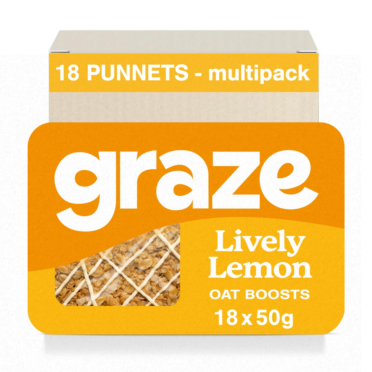 Lively Lemon Oat Flapjacks, Vegetarian Healthy Snacks, High in Fibre, 3 Bars per Punnet, Whole Oats & Natural Flavours - Packaging may vary-(18 x 50g Snacks)