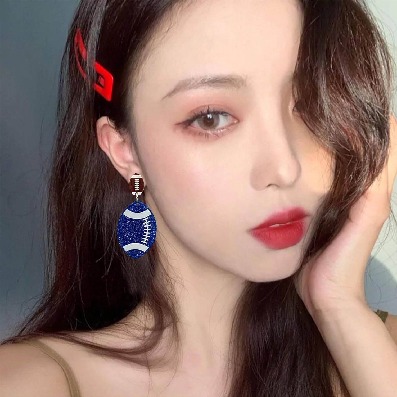 Game Day Earring Acrylic Rugby Stud Earrings for Women Lightweight Sport Lover Jewelry - Image 3