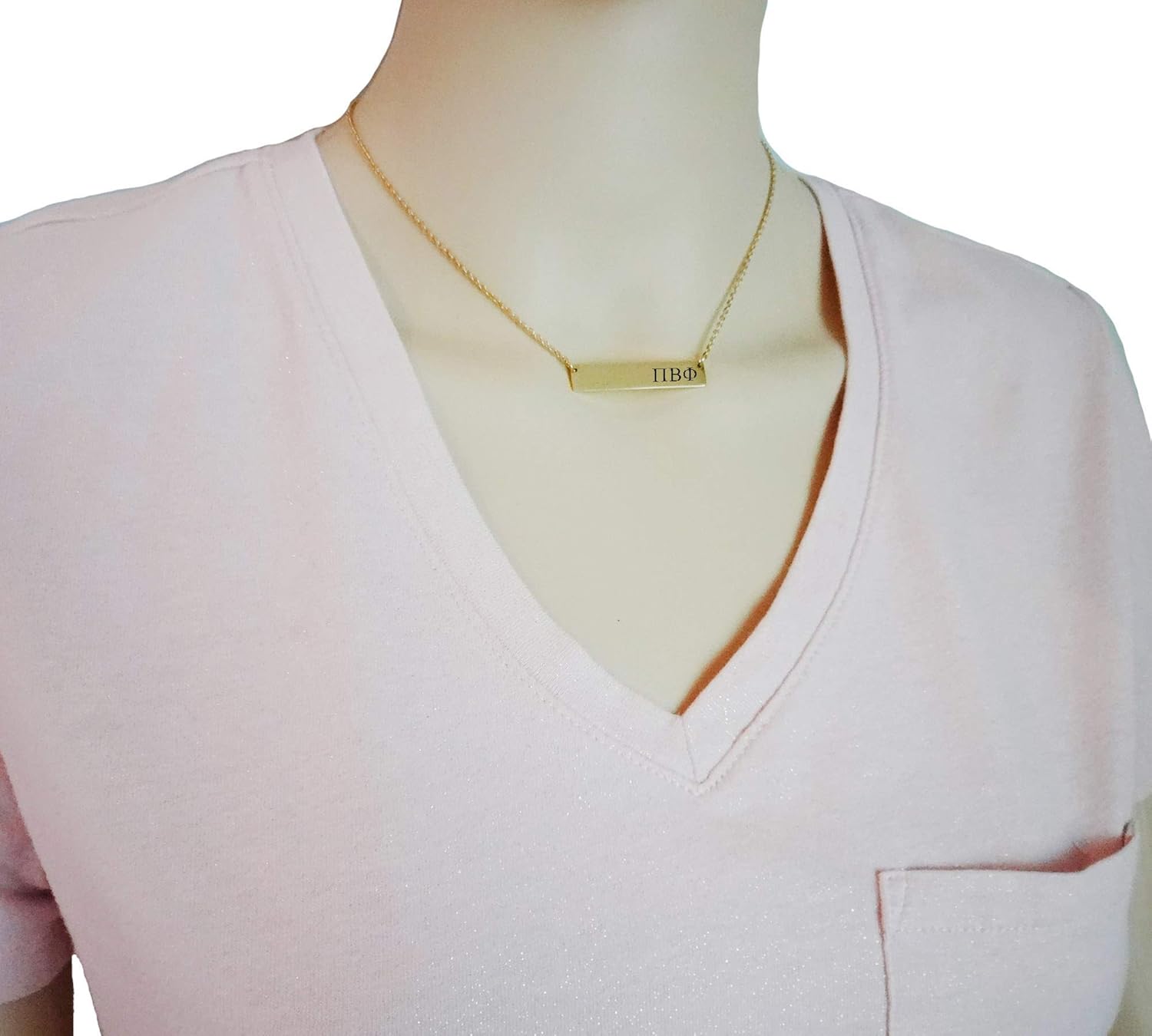 Pi Beta Phi Sorority Bar Necklace Greek Sorority Letters with Adjustable Chain