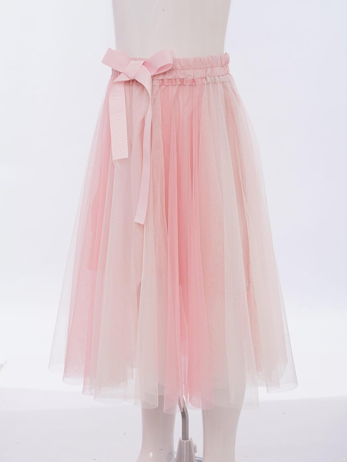 Kids Girls Tulle Dance Skirt Elastic Waistband A-line Skirt with Lining for Wedding Party Holiday Photography