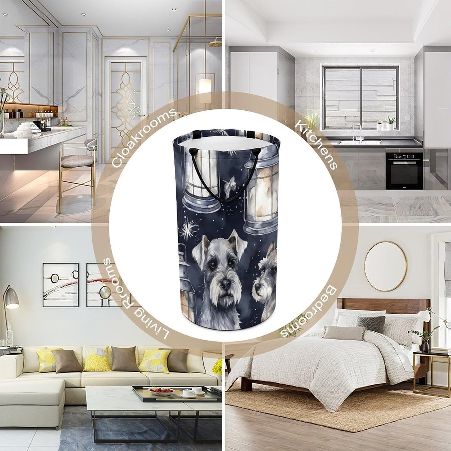 Dog And Lantern Laundry Basket Freestanding Laundry Hamper with Handles Waterproof Dirty Clothes Hamper Collapsible Washing Bin Aesthetic Clothes Basket for Bathroom Bedroom Dorm