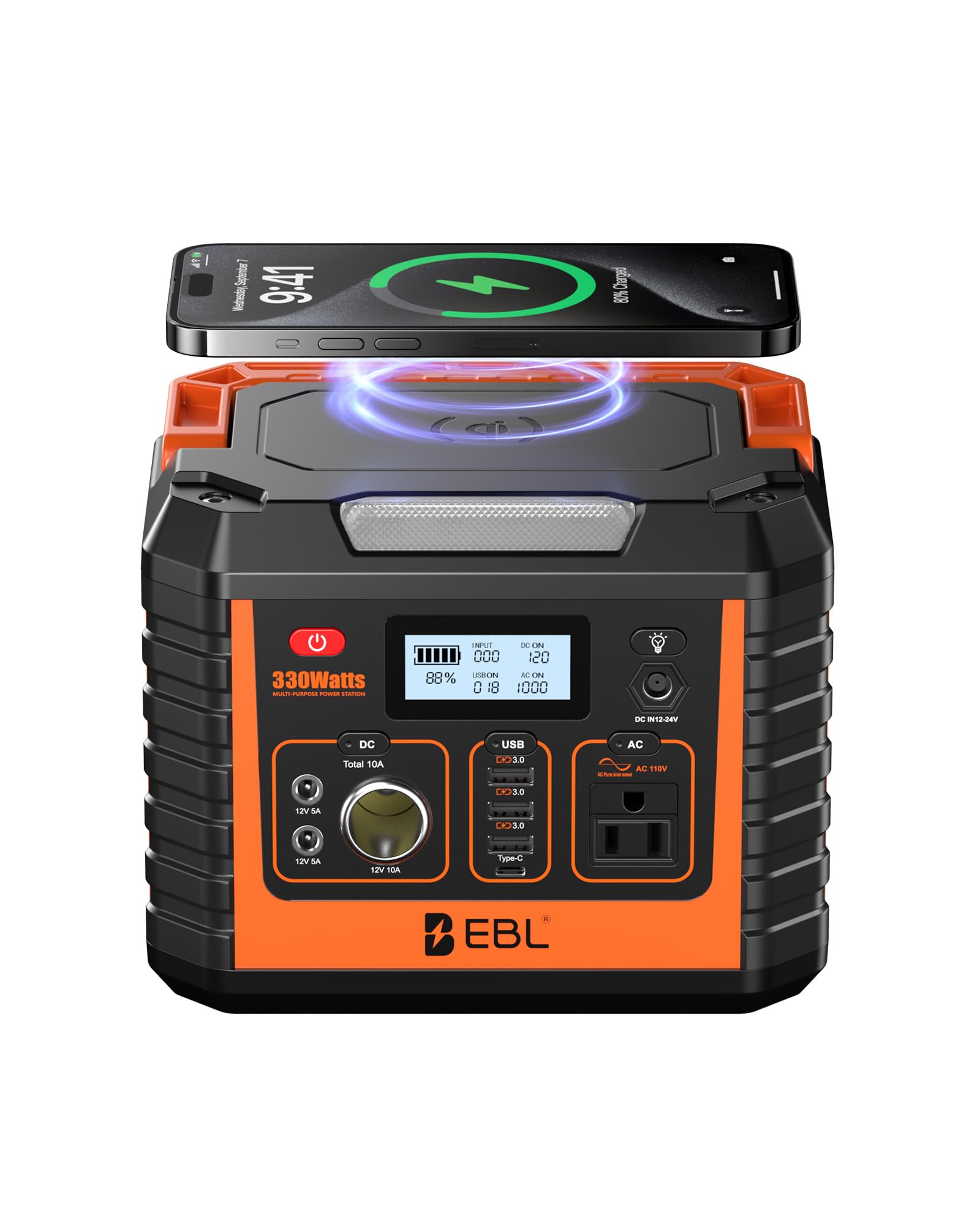 EBL Portable Power Station 300 110V 330W Pure Sine Wave Solar Generator Solar Panel Not Included - Surge