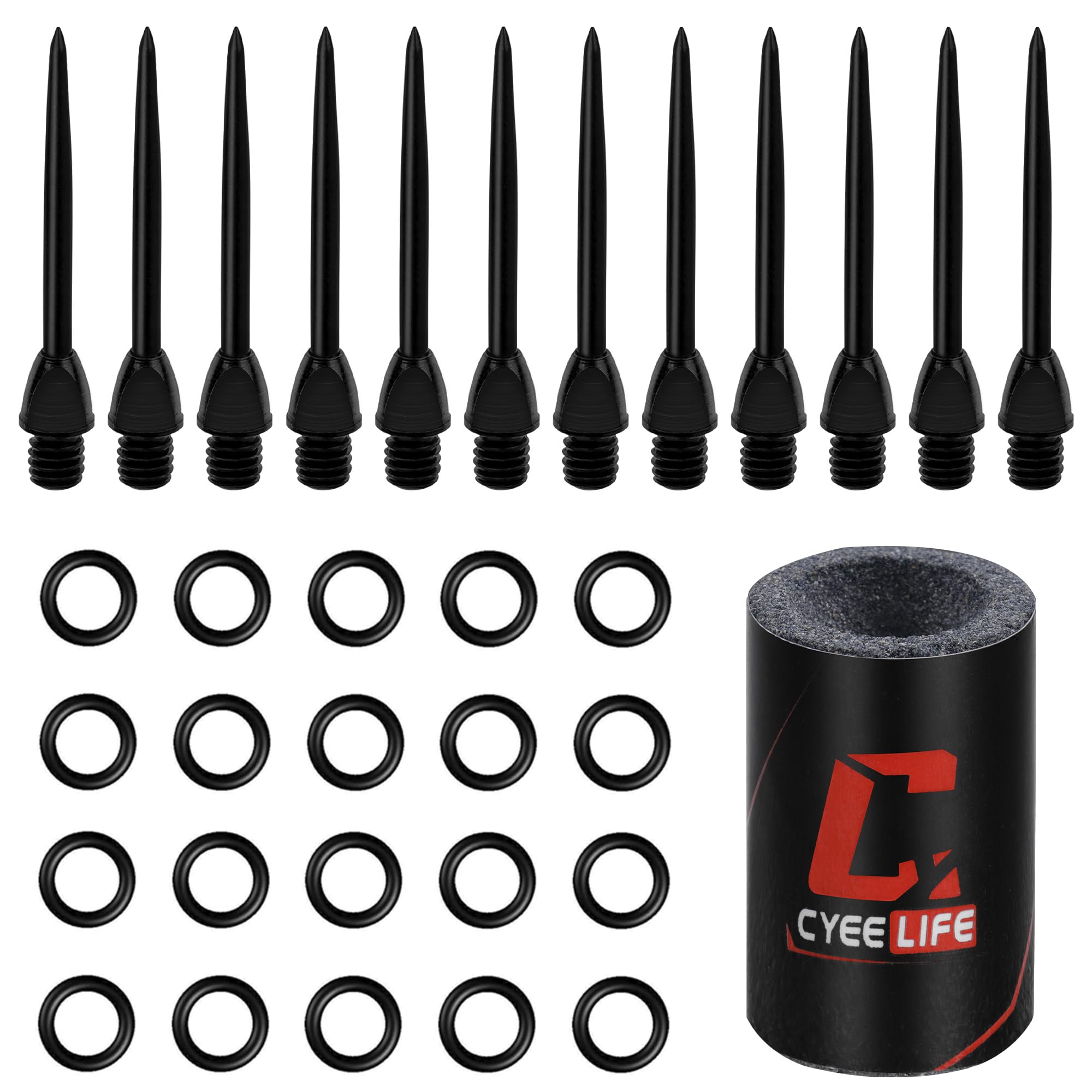 CyeeLife puntas de dardos de acero 2BA con anillos de goma y sacapuntas