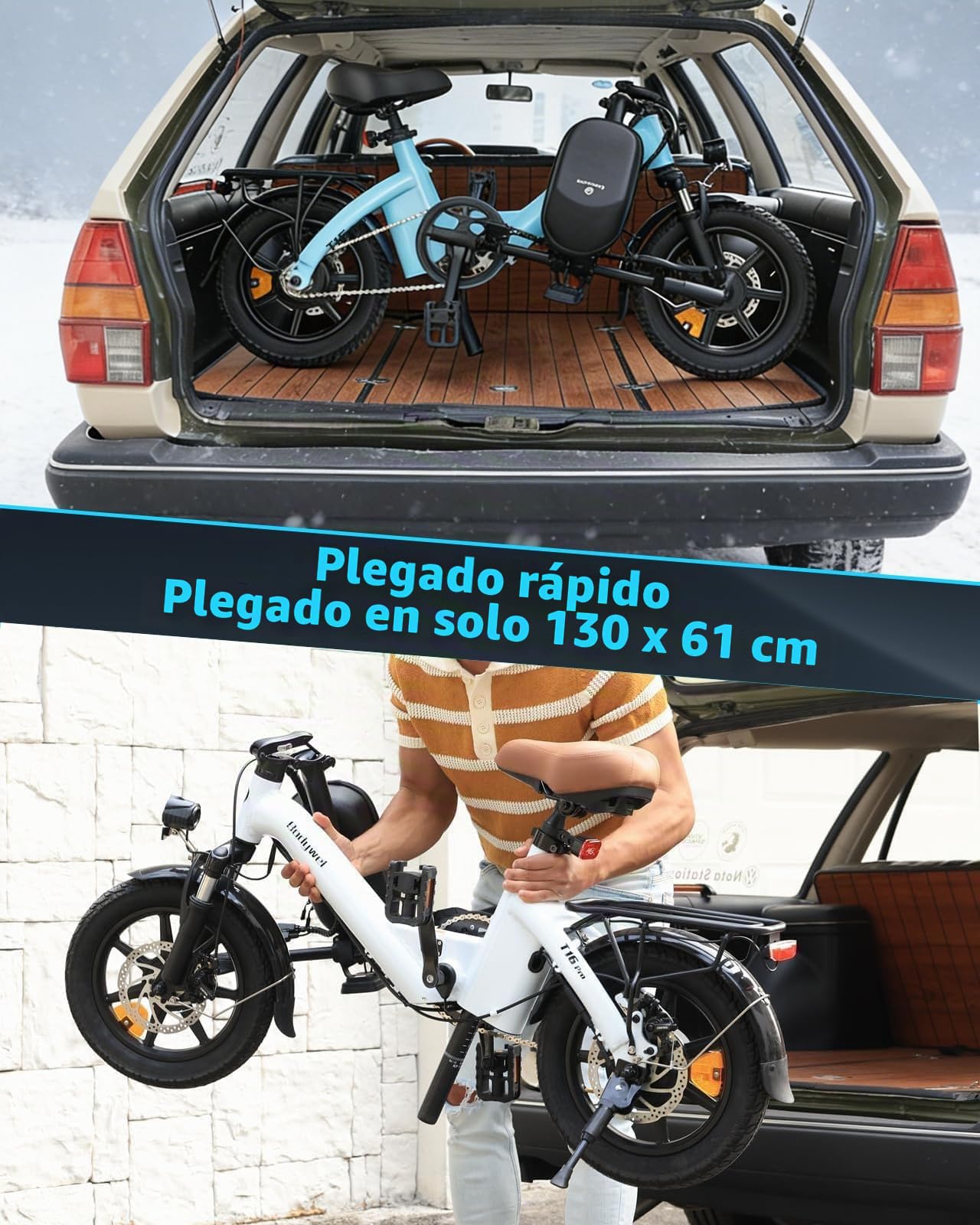 Bodywel T16Pro 14 Zoll Klappbares E-Bike Exklusives Gepäckträger Set mit Rücklicht, inkl. Montagematerial