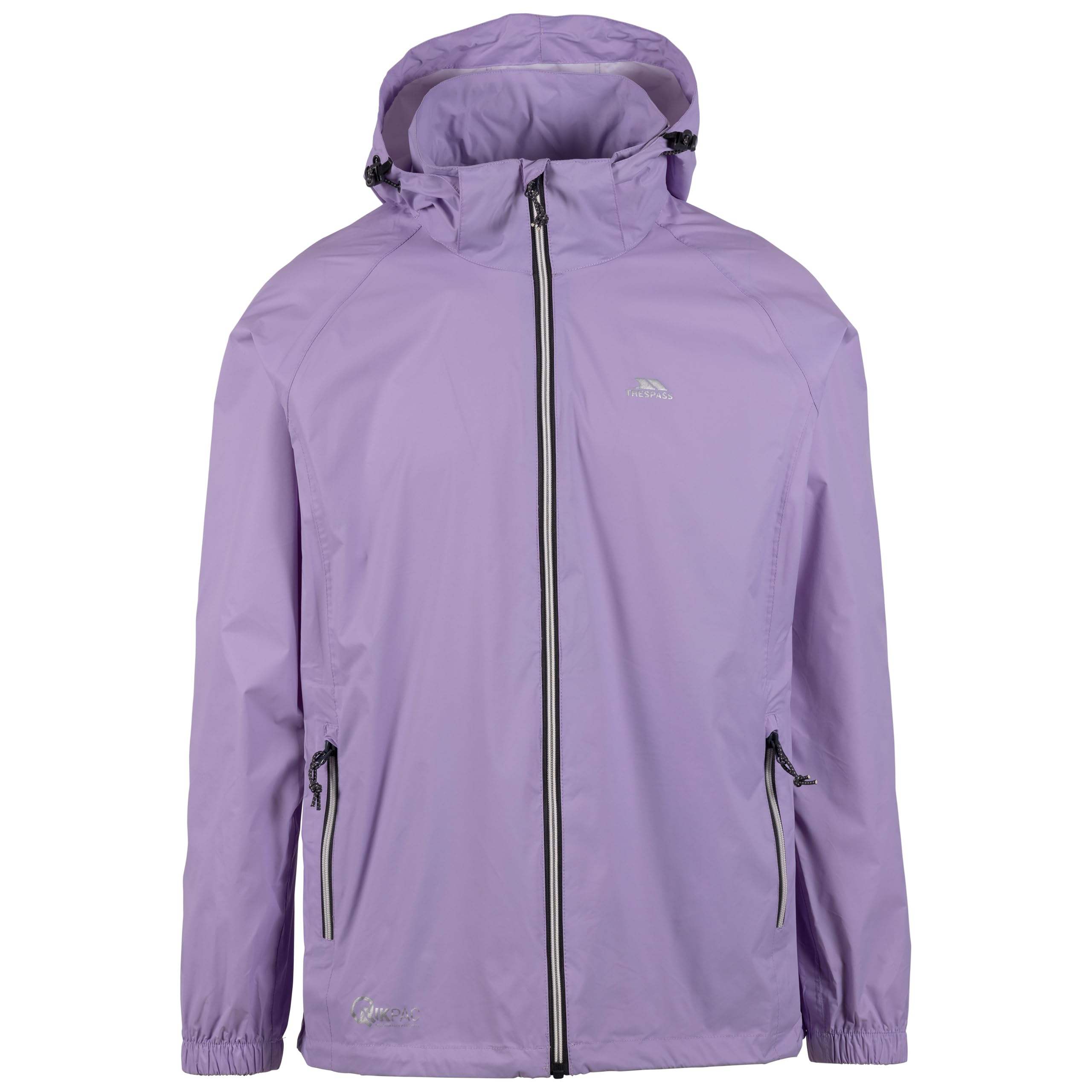 Trespass Waterproof Jacket Men Women Packaway Rain Coat With Hood, Light Rain Jacket Windbreaker, Raincoat In A Bag, Rain Coats For Men, Rain Coats for Women Qikpac X