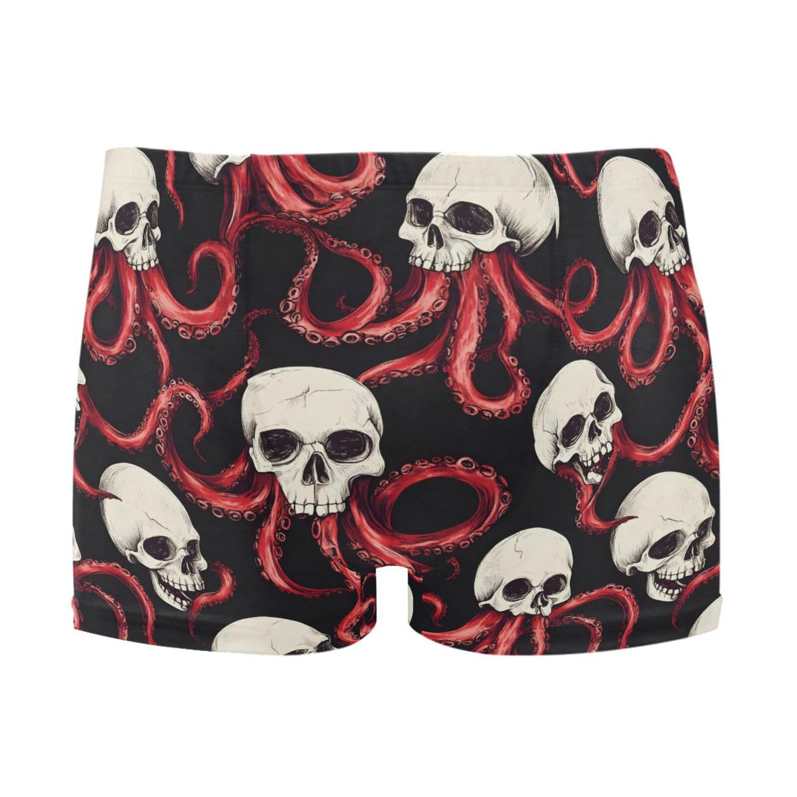 UMIRIKO Gothic Skull Red Octopus Mens Swim Trunks Swimwear Bathing Suit Swim Brief Square Leg Board Short S-3XL 202b8459