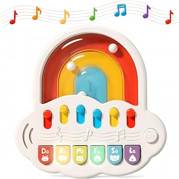 Baby Piano Toy 6 to 12 Months Light Up Musical Keyboard with Marble Game