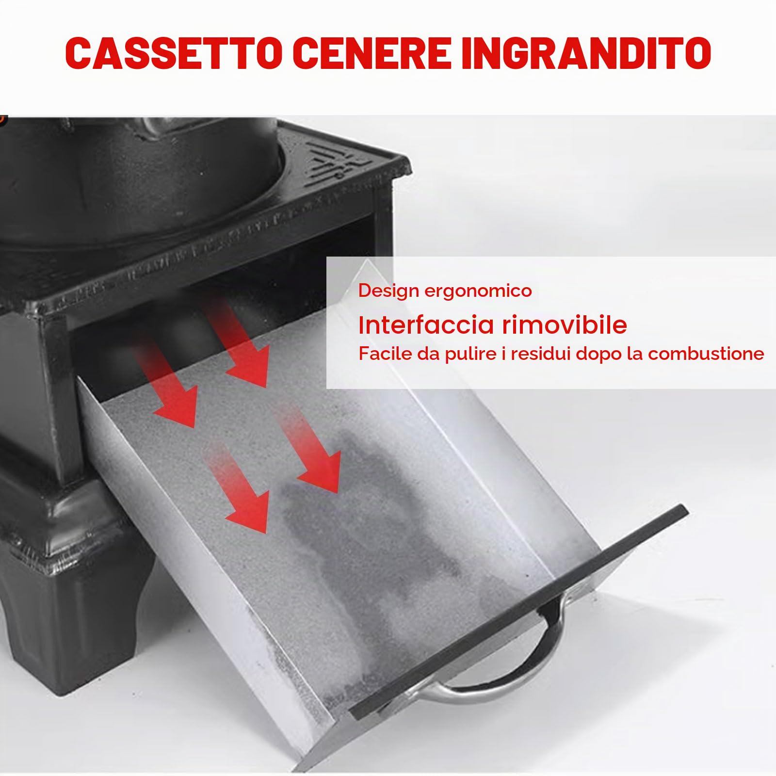 Stufa a Pellet E Legna Portatile - Grande Scatola Grigia, Piccola Ghisa per Interni, Esterni, Picnic Escursionistico, Caccia