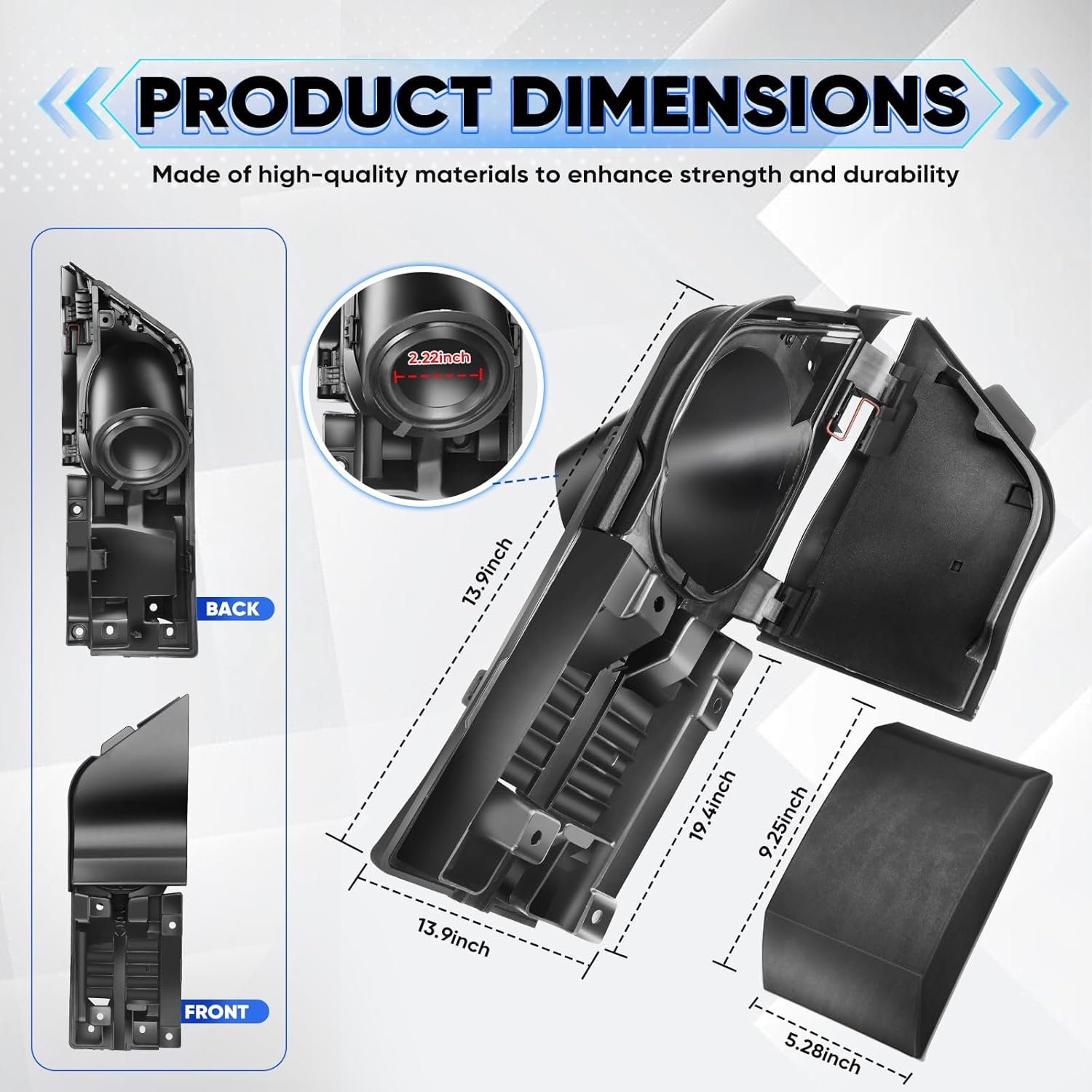 Fuel Filler Door Housing Assembly with Black Painted Cover, Reinforced Gas Cap Door Pocket Hinge Compatible with 2015-2024 Ford Transit Vans 150 250 350 350HD, Replaces CK4Z-5427936-A (Gasoline)