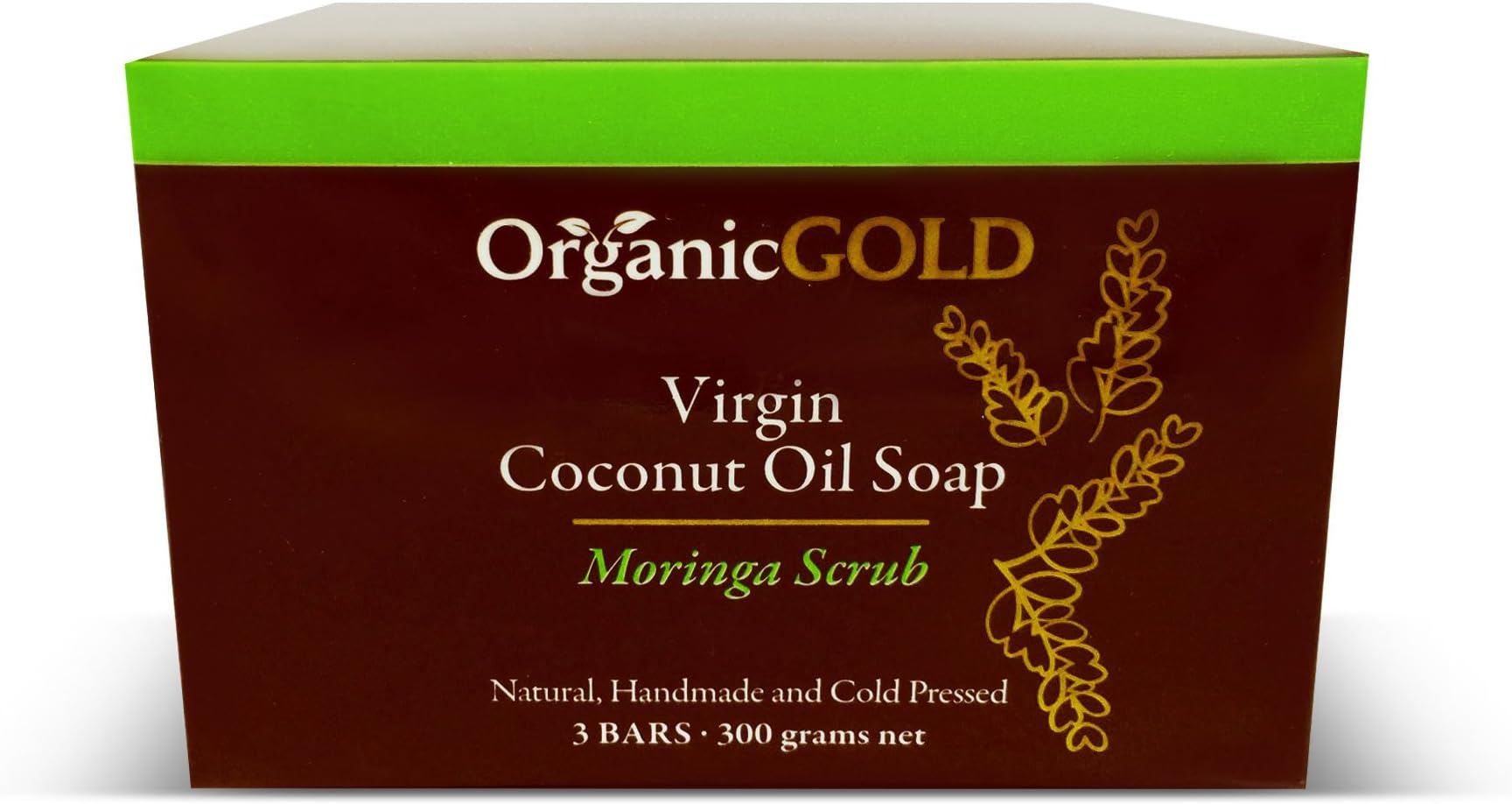 Natural and Organic Virgin Coconut Oil Soap and Body Scrub with Real Moringa Leaves Is the Best Exfoliant for Fresh Clean Every Bath – for Healthy and Glowing Skin (Pack of 3)