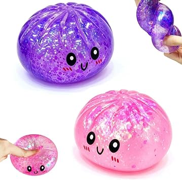 2 Packs Sugar Glitter Dumpling Squishy Toys, Dumplings Squeeze Stress Anxiety Relief for Kids & Adults, Dumpling Squishies Sensory Fidget Toy Gift for Boys,Girls,Teens