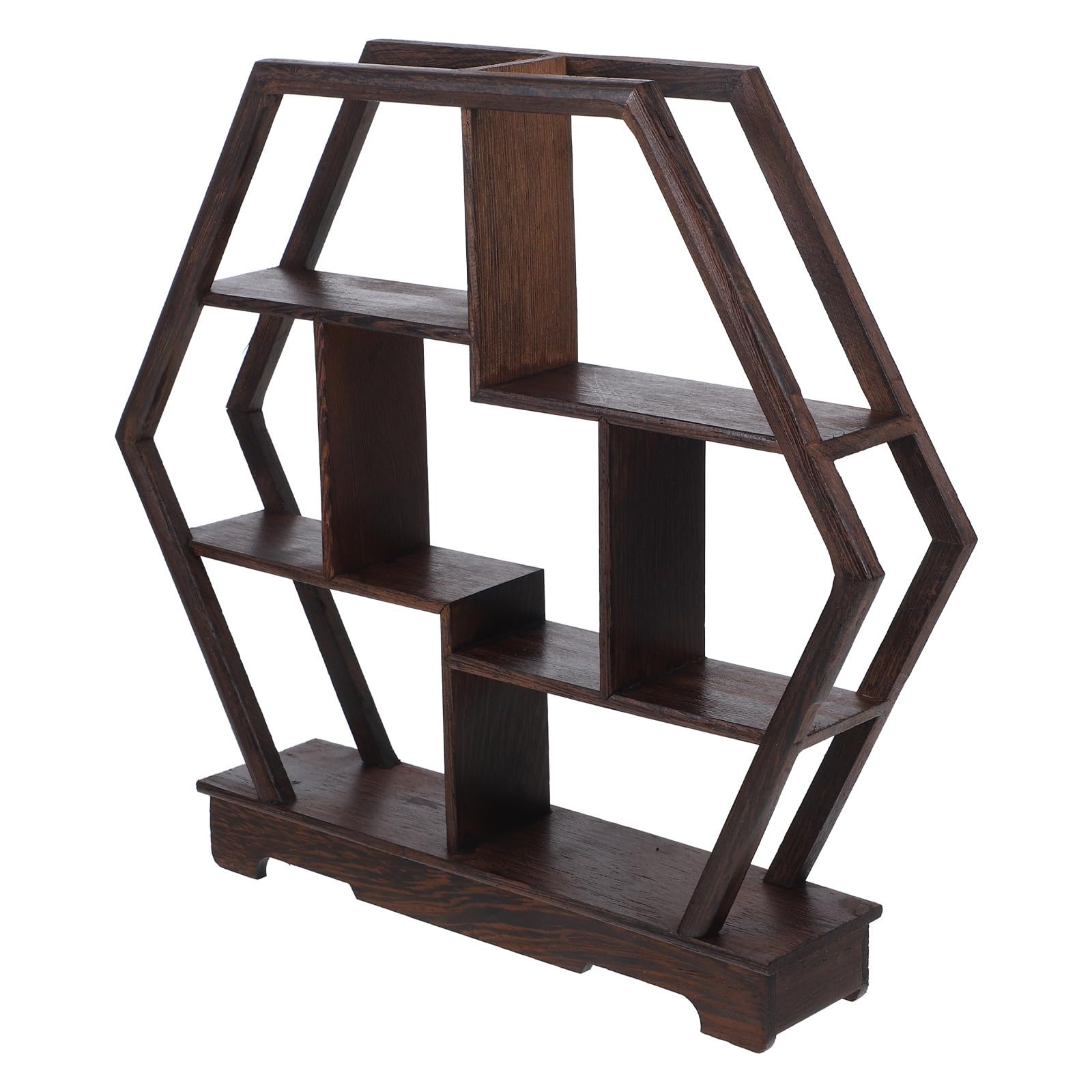 Étagère hexagonale bois massif suspendue meuble rangement rétro salon