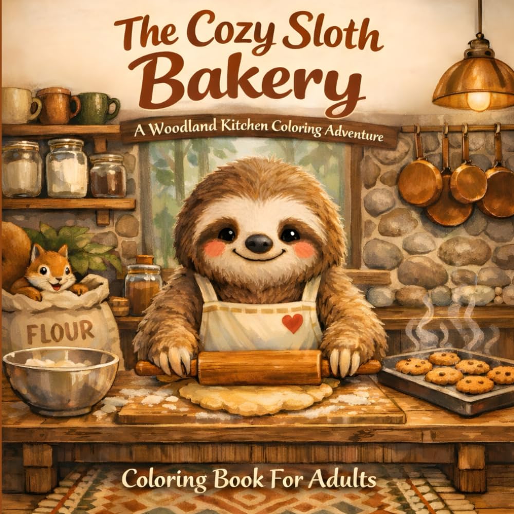 The Cozy Sloth Bakery: Adorable Woodland Kitchen Coloring Book: 40 Charming Baking Scenes with Forest Friends | Relaxing Designs for Stress Relief and Creative Relaxation