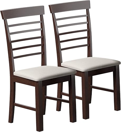 Juego de 2 sillas de comedor estilo granja, sillas de cocina tapizadas de tela con respaldo alto, sillas de comedor laterales modernas de mediados