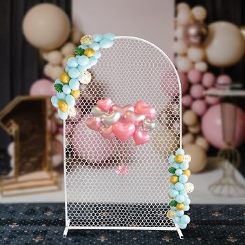 120X200cm/W47 x H78 inch White Wedding Arch Stand Mesh Frame Backdrop Stand Metal Archway for Parties Garden Metal Abor for Weddings Ceremony Backdrop Shelf Backdrop Stand Outdoor & Indoor White