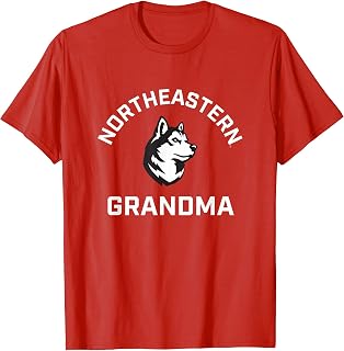 Campus Lab Northeastern University NEU Huskies Arched Grandma T-Shirt - Red, Unisex-Adult, Short Sleeve, X-Small
