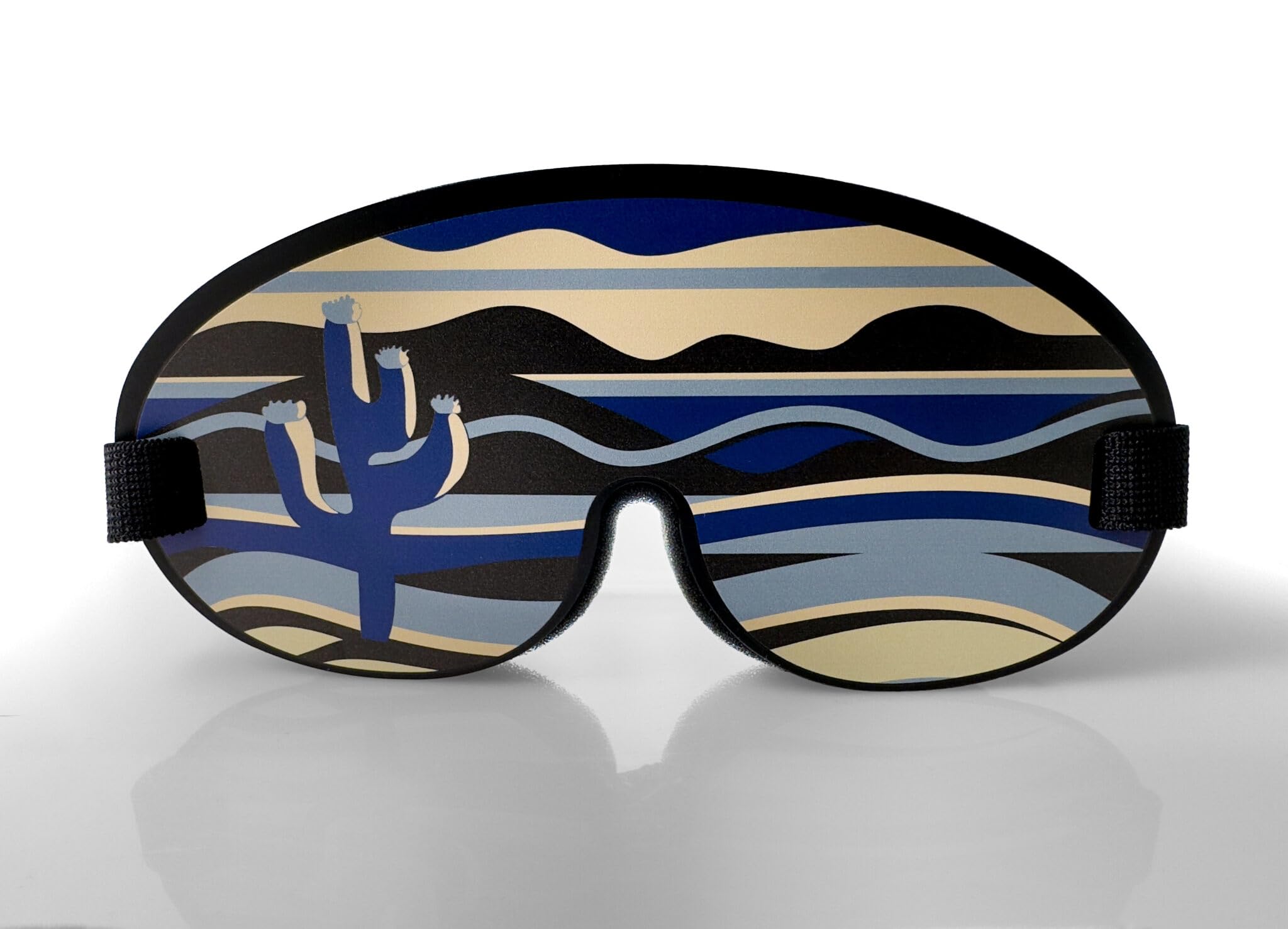 MINDFOLD Sleep and Travel Mask, Southwest Blue Design, Total Darkness, Adjustable Strap, Memory Foam Earplugs