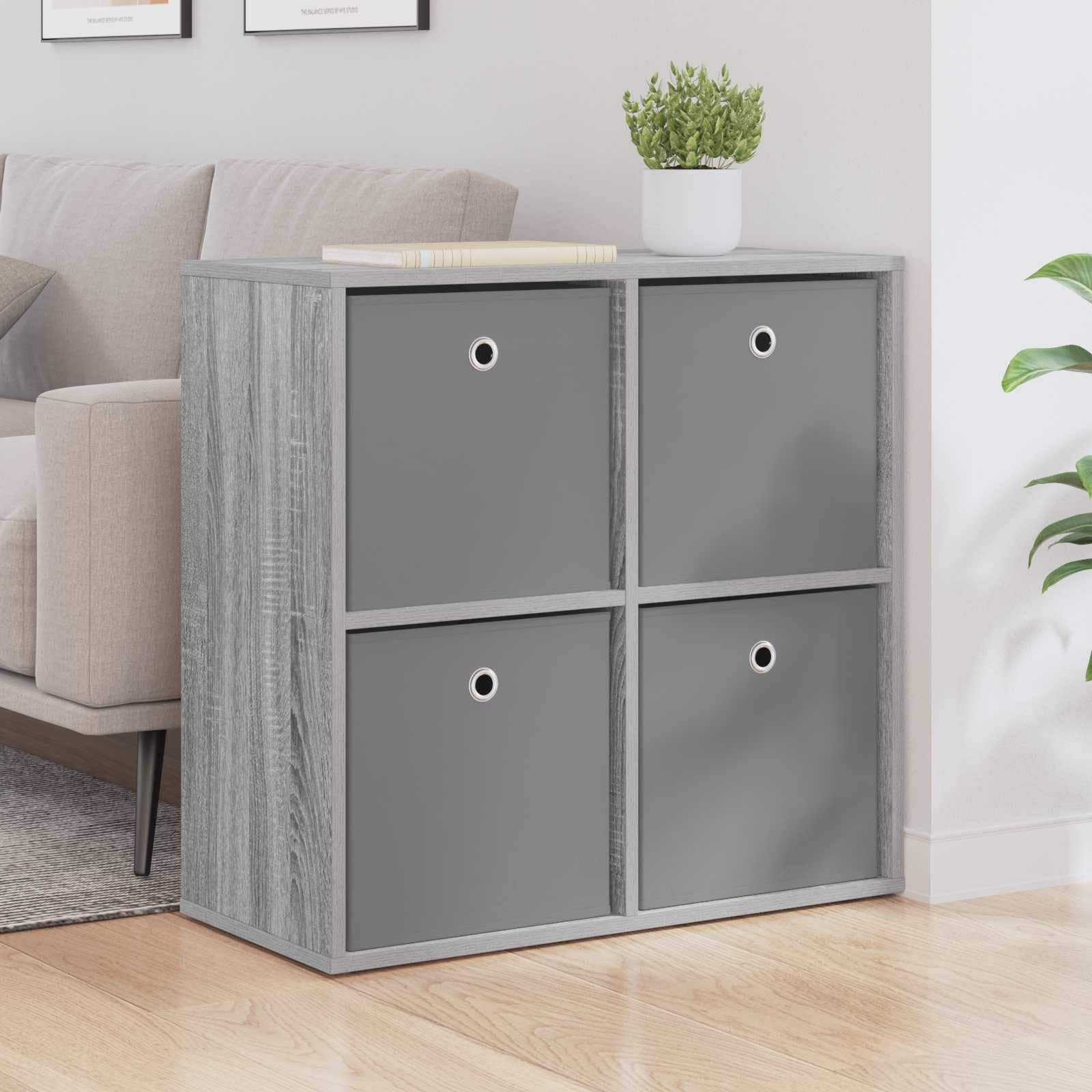 Aparador de 4 cajones gris Sonoma de 68,5 cm para organizar el salón y el comedor con estilo moderno