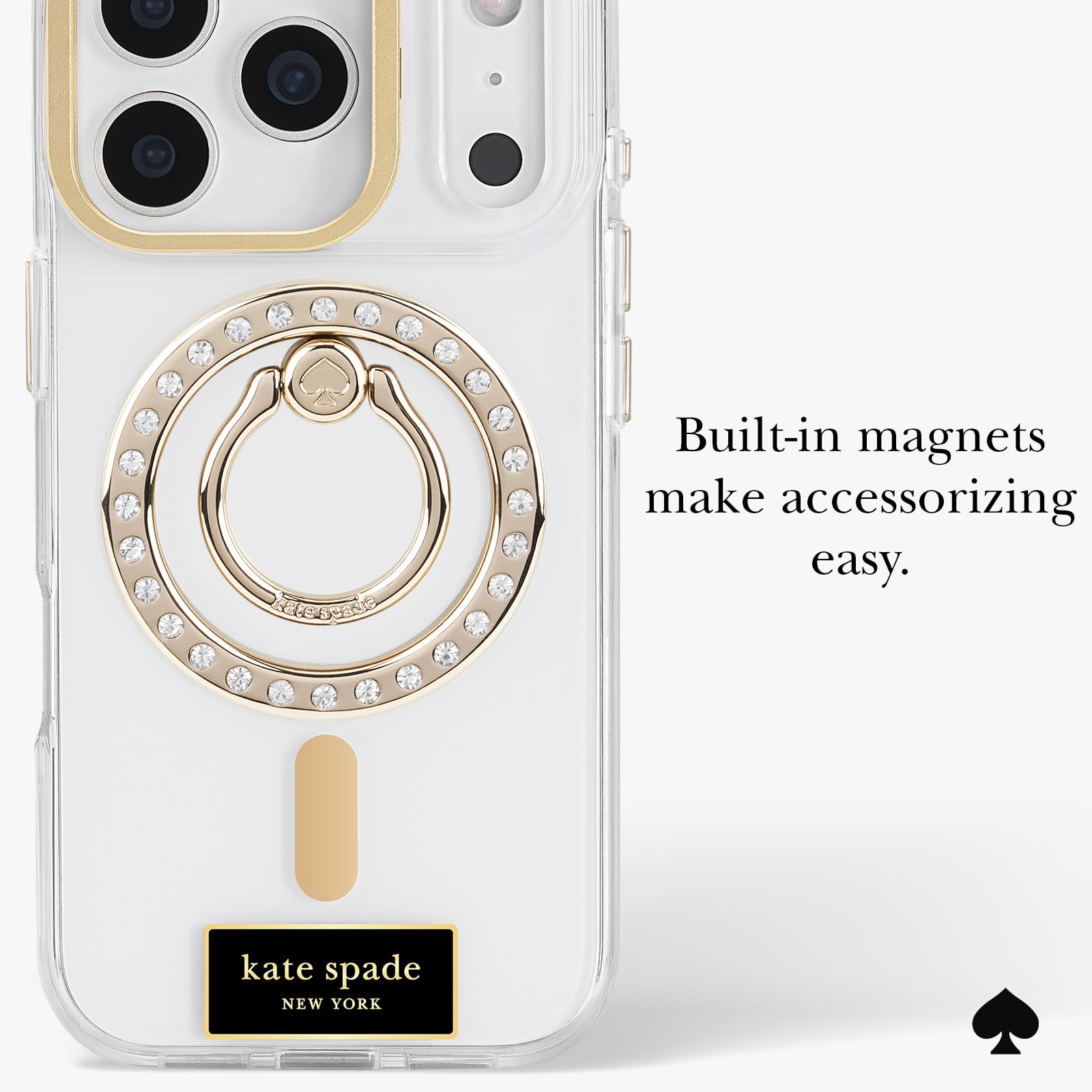 Kate Spade New York Schutzhülle mit Kameraständer für iPhone 17 Pro, Kristallklar