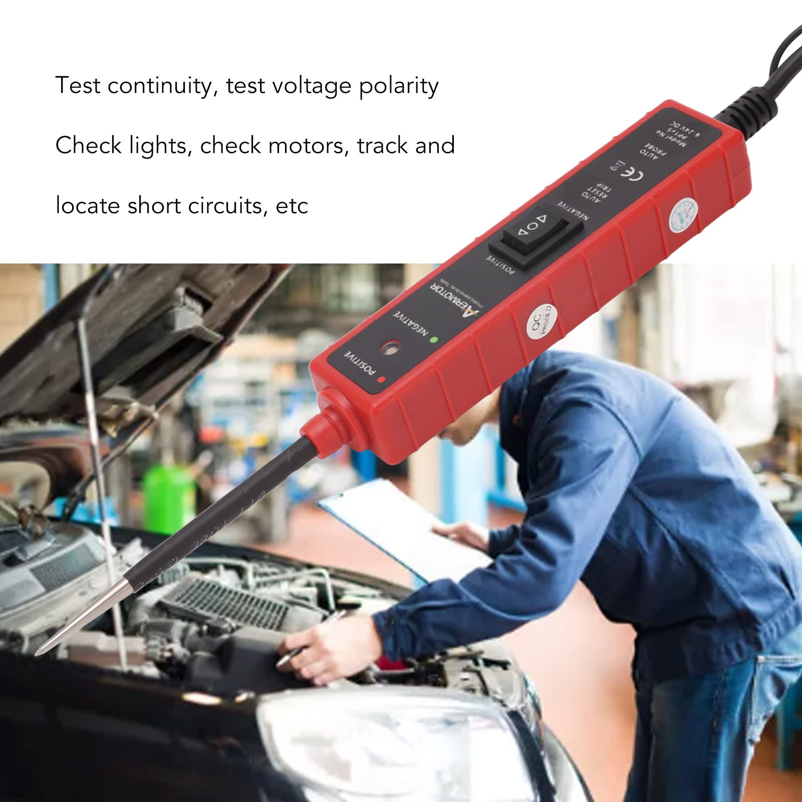 Bergen Sonda Di Potenza Per Auto B6648 – Tester Digitale 6-24V DC Con LED E Segnale Acustico, Per Diagnosi Elettriche E Test Continuità
