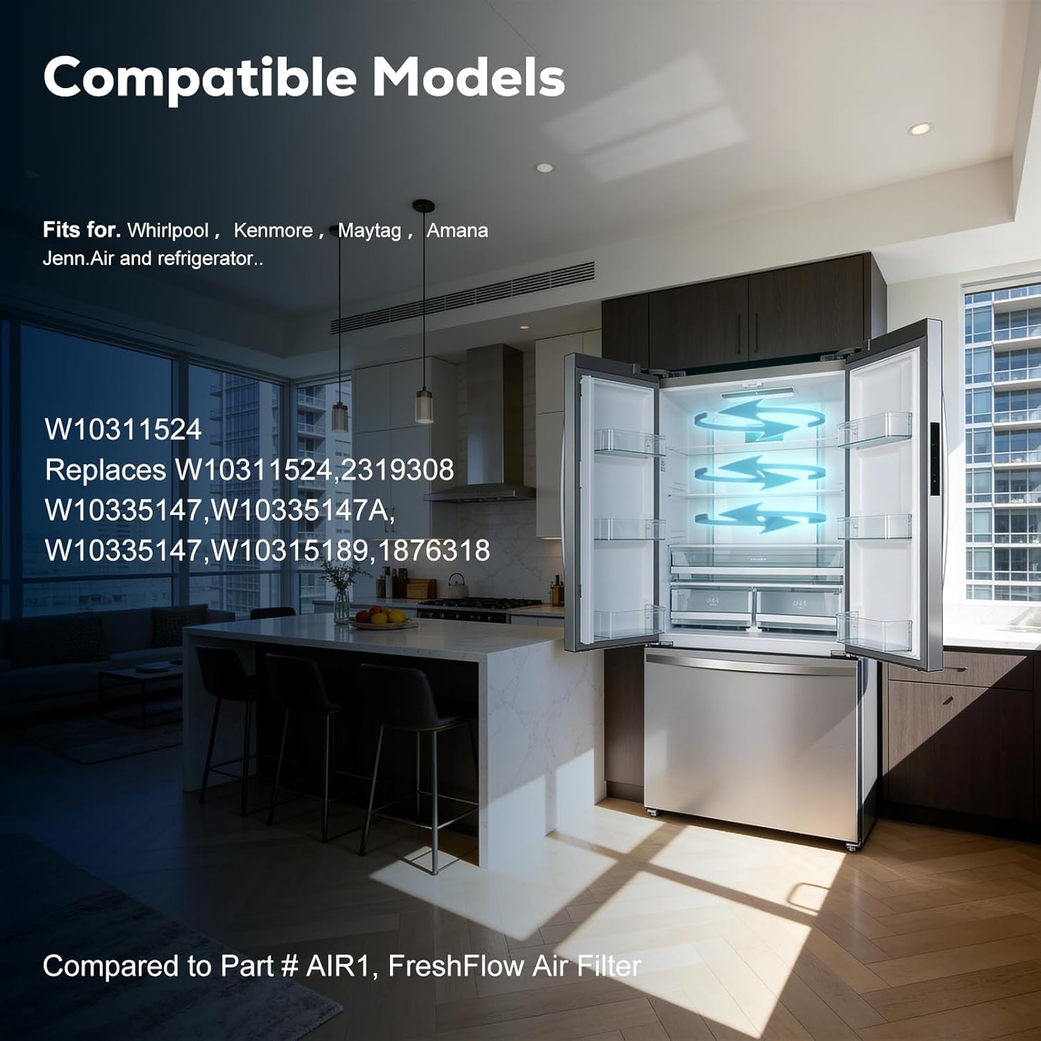 W10311524 AIR1 Refrigerator Air Filter Cartridge Replacement for Whirlpool Kenmore Refrigerator Compatible with Fresh Flow Refrigerator Air Filter, 6 Pack, White