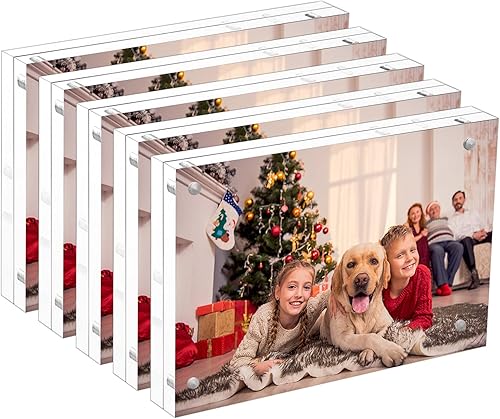 Miniatura 18 de NIUBEE Marco de fotos acrílico de 4 x 6, 3 unidades, marco de fotos 20% más grueso, marcos acrílicos transparentes sin marco de doble cara, marcos