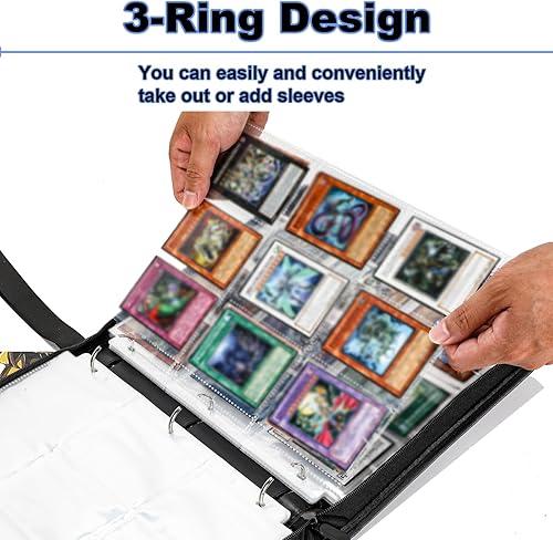 Miniatura 3 de Carpeta de tarjetas para tarjetas intercambiables Yu-Gi-Oh, 990 bolsillos, álbum de 3 anillos de gran capacidad, 9 bolsillos compatible con tarjetas