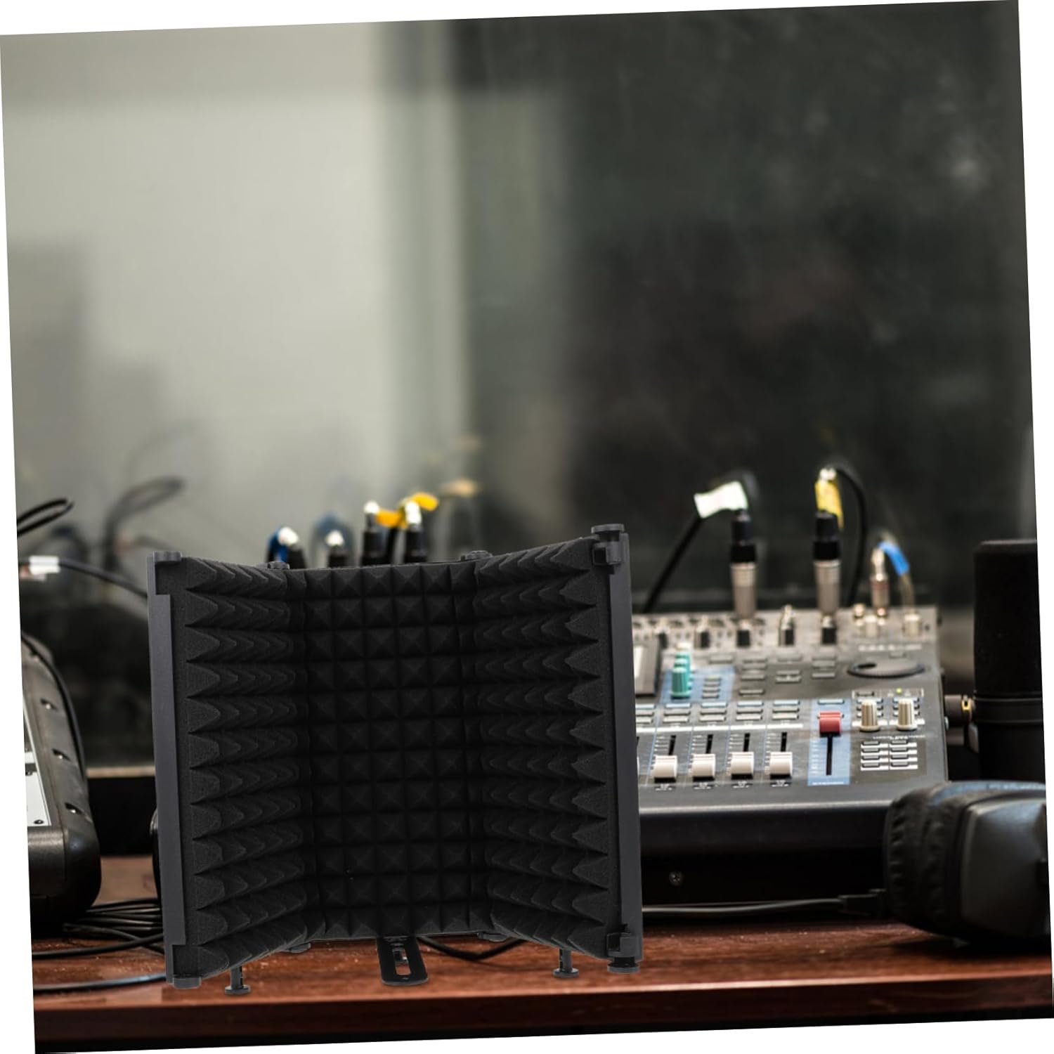 Wakauto Microphone Isolation Shield with Foldable Design Windscreen Cover for Reducing Noise Plosive Sounds and Reverberation Recording Studios and Home Offices