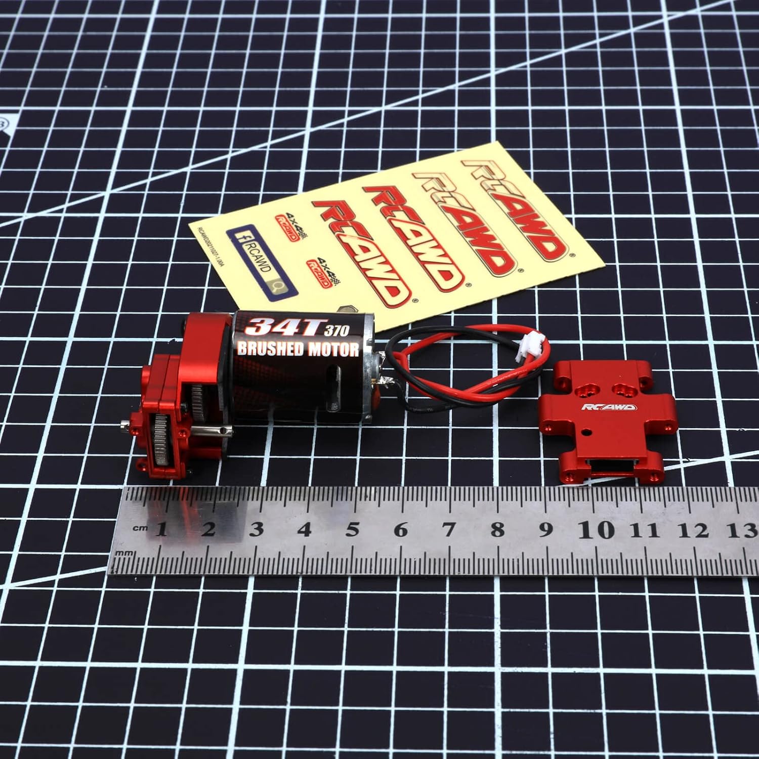 RCAWD 370 Brushed Motor Transmission Assembled 34T for 1/18 FMS EAZYRC ROC Hobby Crawlers Upgrade Parts Red