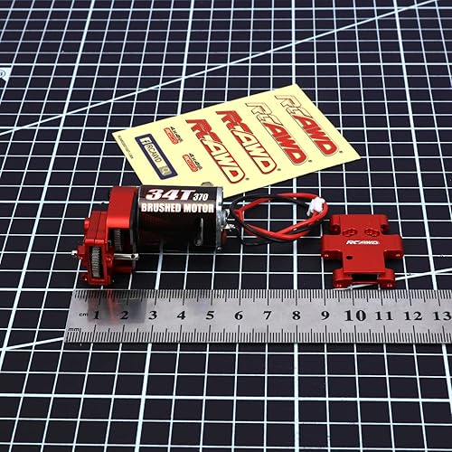 Miniatura 7 de RCAWD Transmisión de motor cepillado 370 montada 34T para 118 FMS EAZYRC ROC Hobby Crawlers Actualización Piezas Rojo