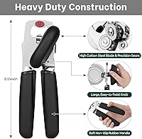 Vista 2 de Beneno Abrelatas manual resistente con tapa magnética levantador y abridor de botellas, abrelatas manual con agarre ergonómico suave, perilla