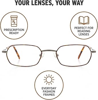 Optical Eyewear - Modified Oval Shape, Metal Full Rim Frame - for Women or Men Prescription Eyeglasses RX