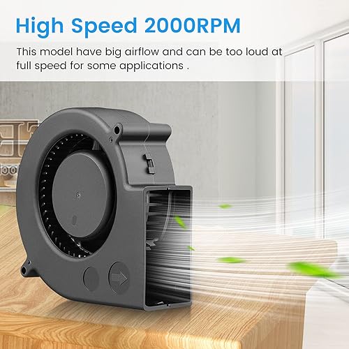 Miniatura 5 de Wathai Ventilador USB de alta rendimiento de 97 mm x 33 mm con control de velocidad para enfriar la carcasa del ordenador, gabinetes AV, centros de