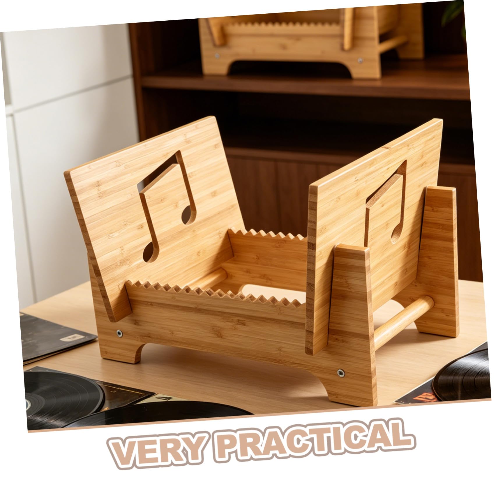 NUOBESTY Porta Dischi in Legno per Vinili Mobile Organizer per Collezione con Design Classico e Robusto per Soggiorno o Studio
