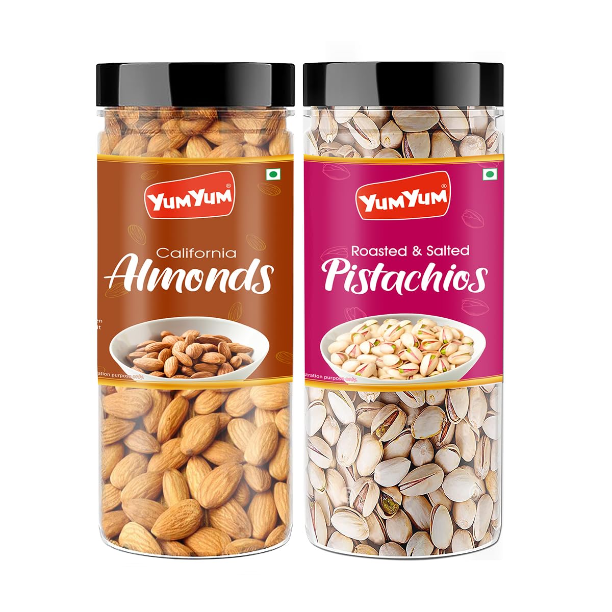 YUM YUM Premium Dry Fruits Combo Pack of 2 | California Almonds 150g, Roasted Salted Pistachios Nut 150 g | Total 300g | Healthy Dry Fruits Snacks | Pista, Badam Dry Combo (B09F9XZB5V) Amazon Price History, Amazon Price Tracker