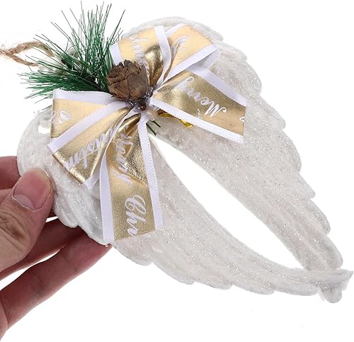 Miniatura 6 de Didiseaon Adorno de árbol de Navidad colgante, alas de ángel, adornos de Navidad, piñas, árbol de Navidad, colgante, suministros de fiesta de