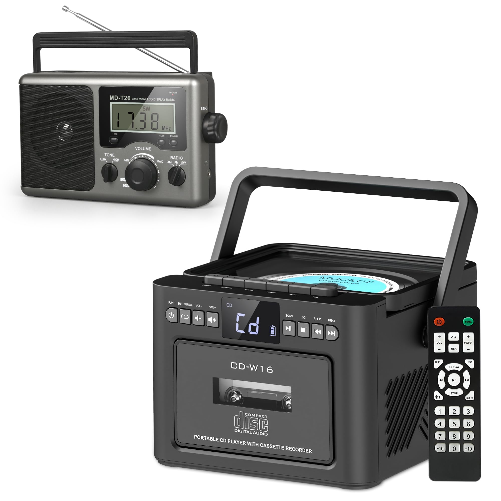 Amazon.com: Rechargeable CD Player Boombox Bluetooth Cassette