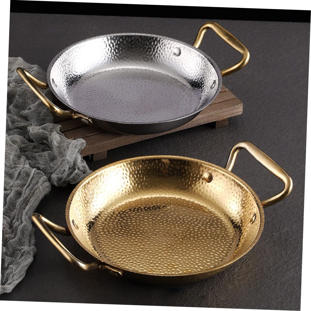 Padella per Paella in Acciaio Inox Oro, Doppio Manico